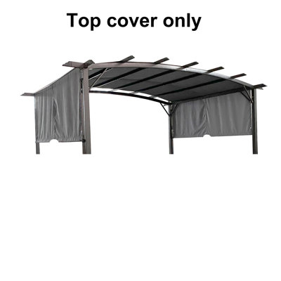 Universal Canopy Cover Replacement For 12X9 Ft Curved Outdoor Pergola - Grey. Fabric With Shielding, Water-Repellent, And Fade- Features. Retractable Two Shading. Easy Assembly. Fits Pergola. Be
