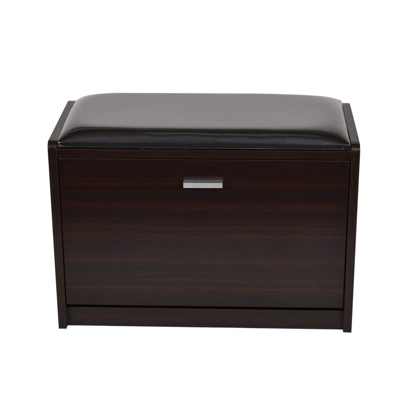 Solid + Manufactured Wood Accent Stool, Dark Walnut/White 