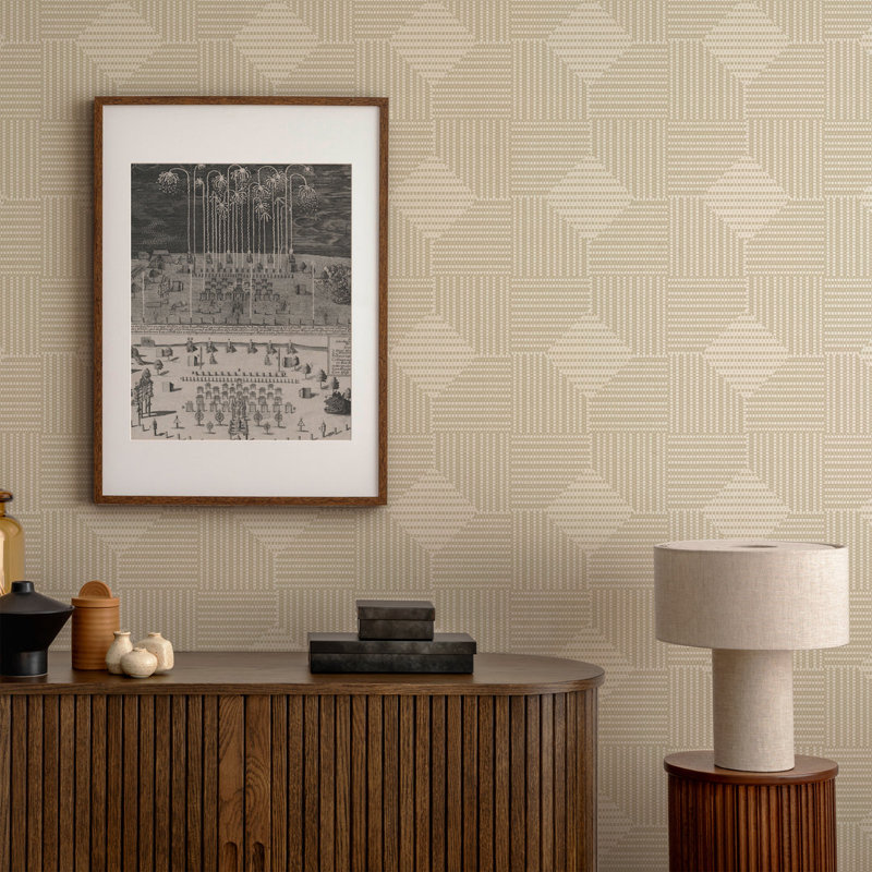 Woven Basket - Wallpaper, Beige; Ivory; Cream, Faux Grasscloth, Non-Pasted