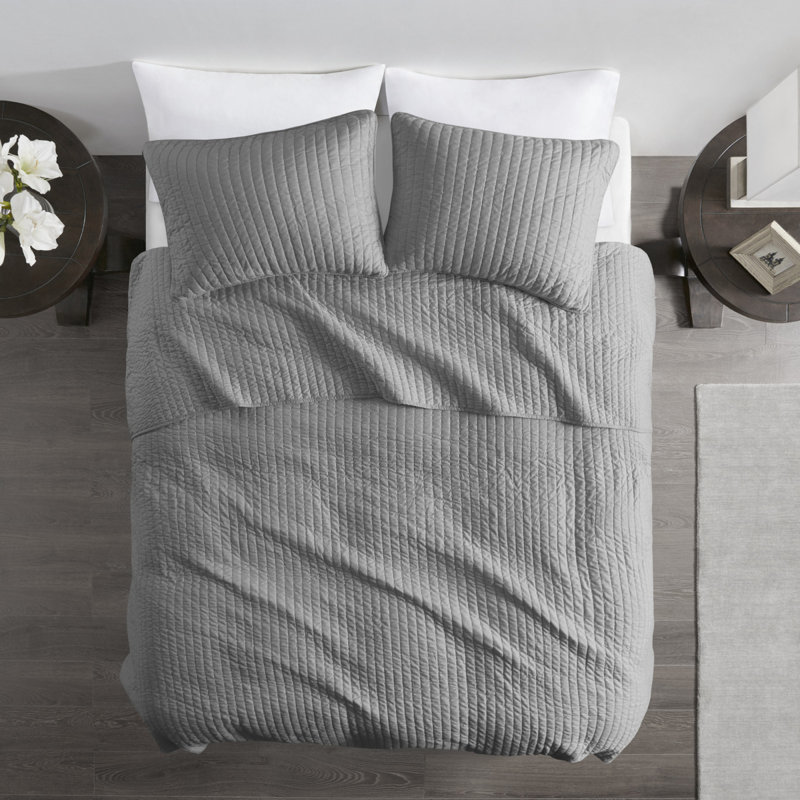 Ensembles de literie pour lit simple TG confortable et gris, style campagnard matelassé en coton