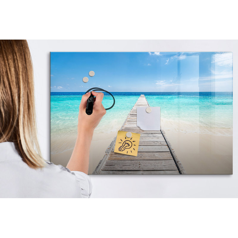 Magnetic Memo Board Whiteboard - 90 x 60 cm - With Marker and Magnets - Tropical island