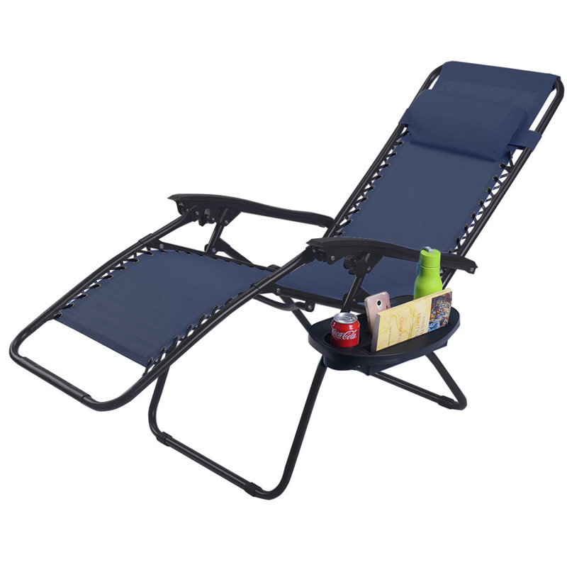 Romero Outdoor Metal Chaise Lounge Set, Blue, 1