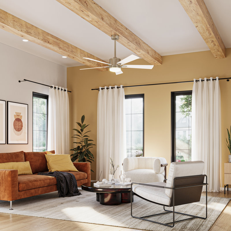 Lucian 52'' Ceiling Fan, Polished Nickel, Satin Black