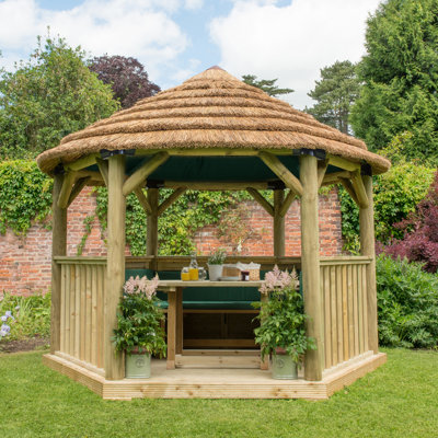 3.3m W x  3.3m D Solid Wood Patio Gazebo