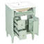 Meuble-lavabo autoportant de 61 cm (24 pouces) avec lavabo en céramique, tiroirs astucieux, lavabo intégré, tiroir rabattable et tablette intérieure réglable.