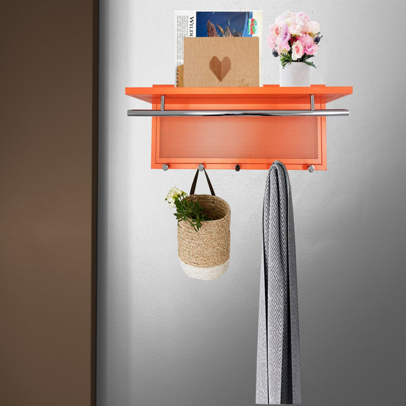 Crochet mural en métal avec tablette Esyspot, solution de rangement durable et élégante pour les maisons modernes.