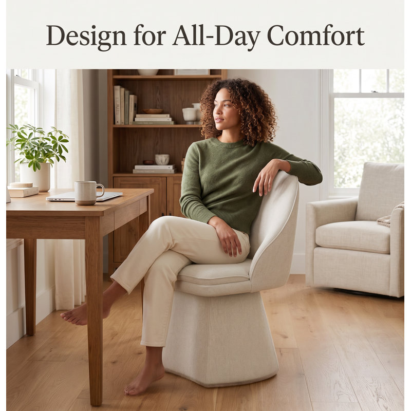 Lomena Swivel Fabric Upholstered Dining Chair, Linen