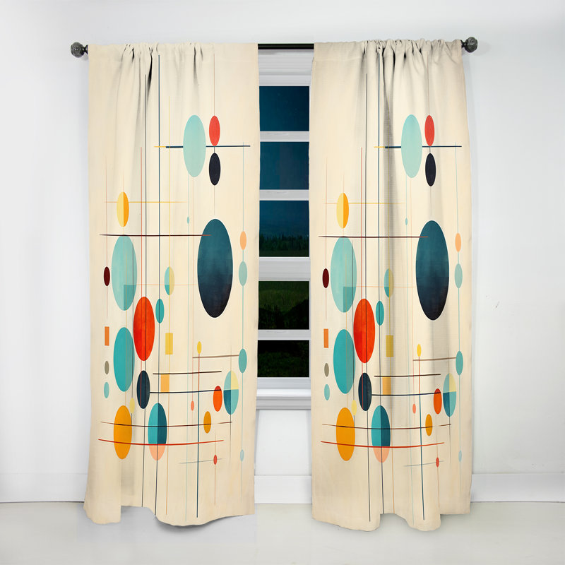 Syncronicities Midcentury Elegant Retro Art - Rideau en velours abstrait - 1 panneau, L 52 po x L 120 po