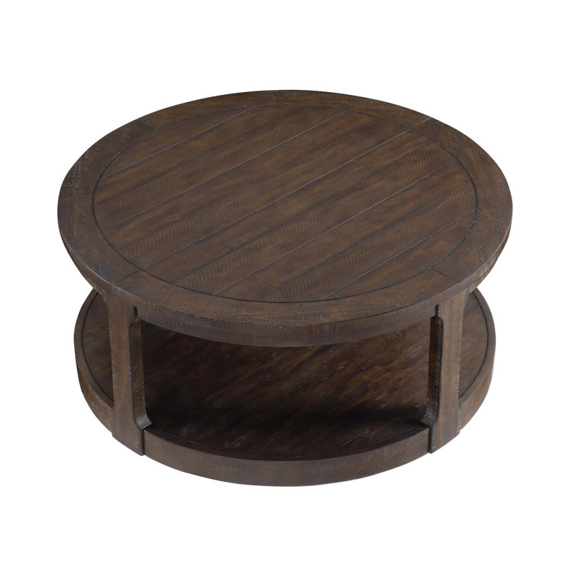 40Inch Large Curved 2 Tier Traditional Round Circle Wooden Center Coffee Table,Rounded Wooden Table With Wheels ,Table For Living Room,Office,Apartment