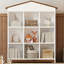 Support de rangement en forme de maison avec neuf compartiments de rangement, bibliothèque à trois couches avec design à blocs de couleurs (bibliothèque)