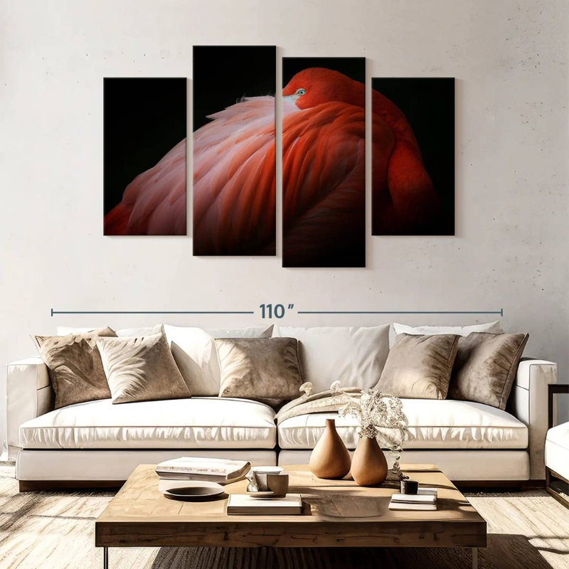 Brampt timide flamant rose, H 54 po x l 84 po