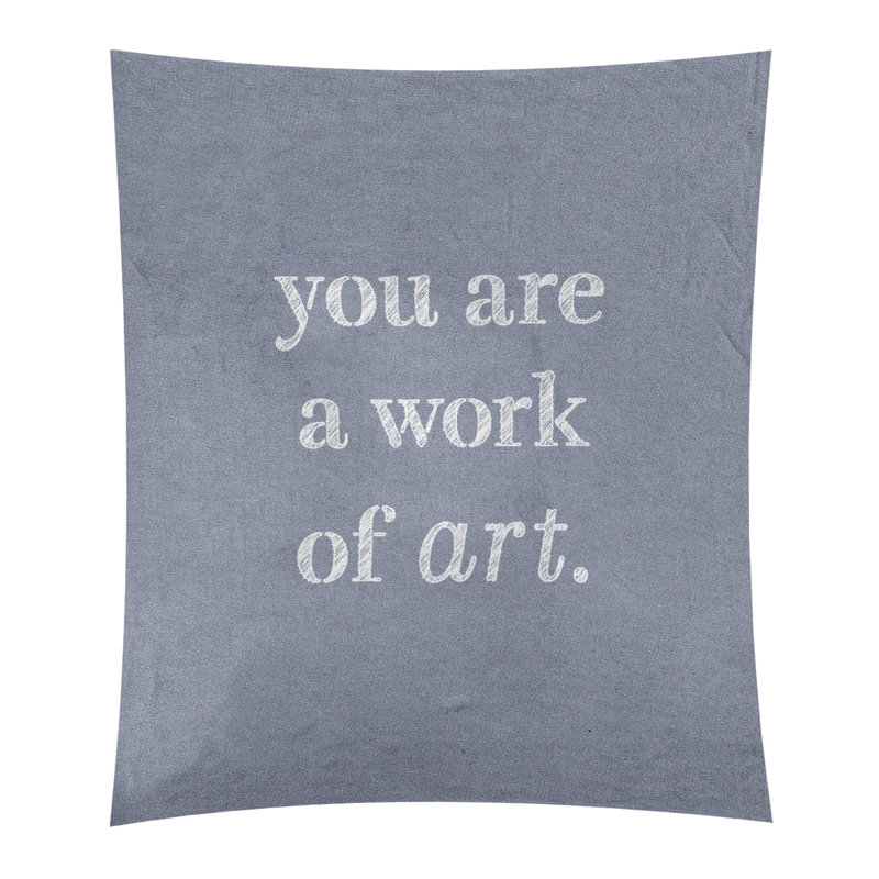 Tapisserie de travail en polyester d’art sur les citations, H 27,5 po x l 37,5 po, Bleu pâle