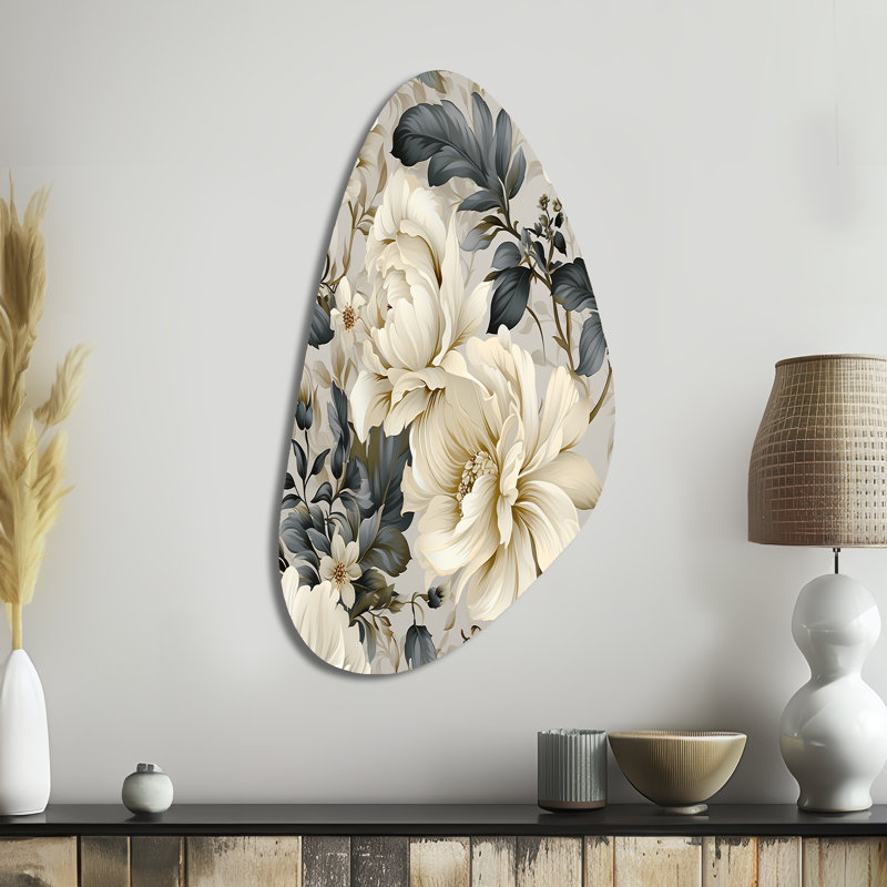 Rella - Art mural floral asymétrique en métal, reproduction de sculpture murale en métal de forme unique