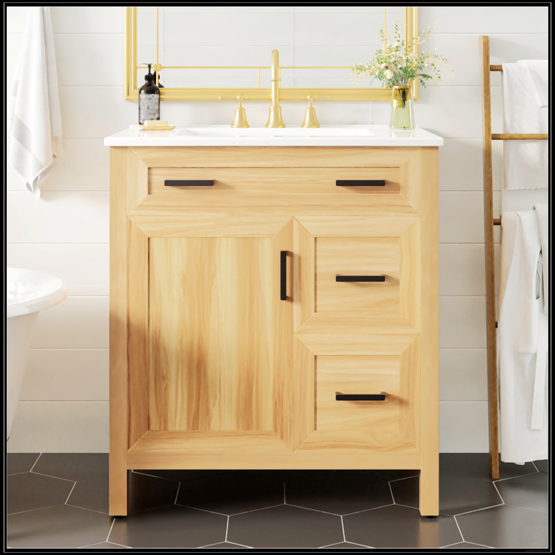 Meuble-lavabo en bois 30 po avec portes à fermeture en douceur, tiroirs et tablette réglable