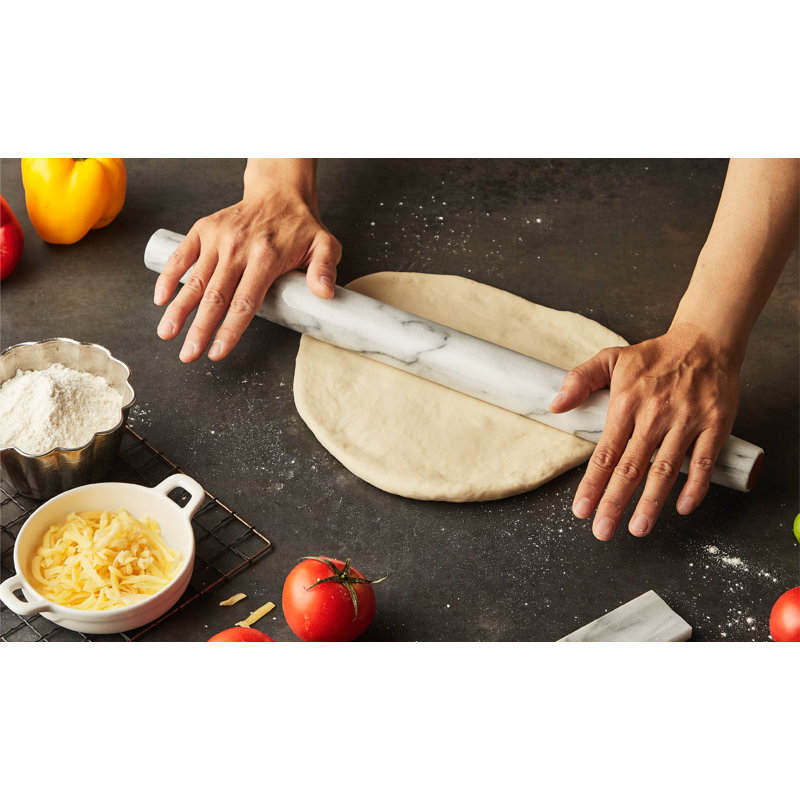 White Matte Marble Rolling Pin with Stand