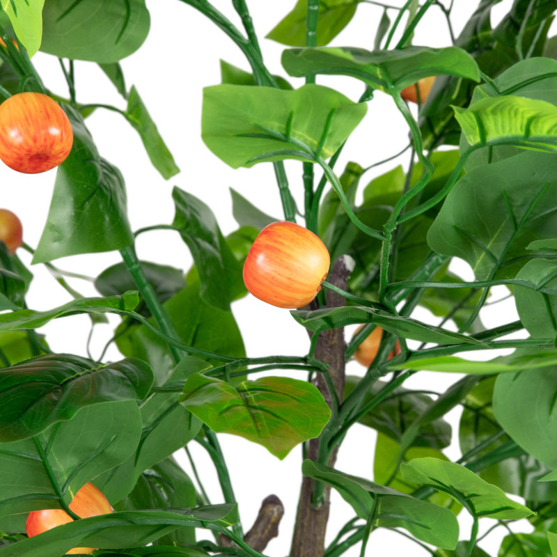 6.5' Green and Red Potted Artificial Apple Tree