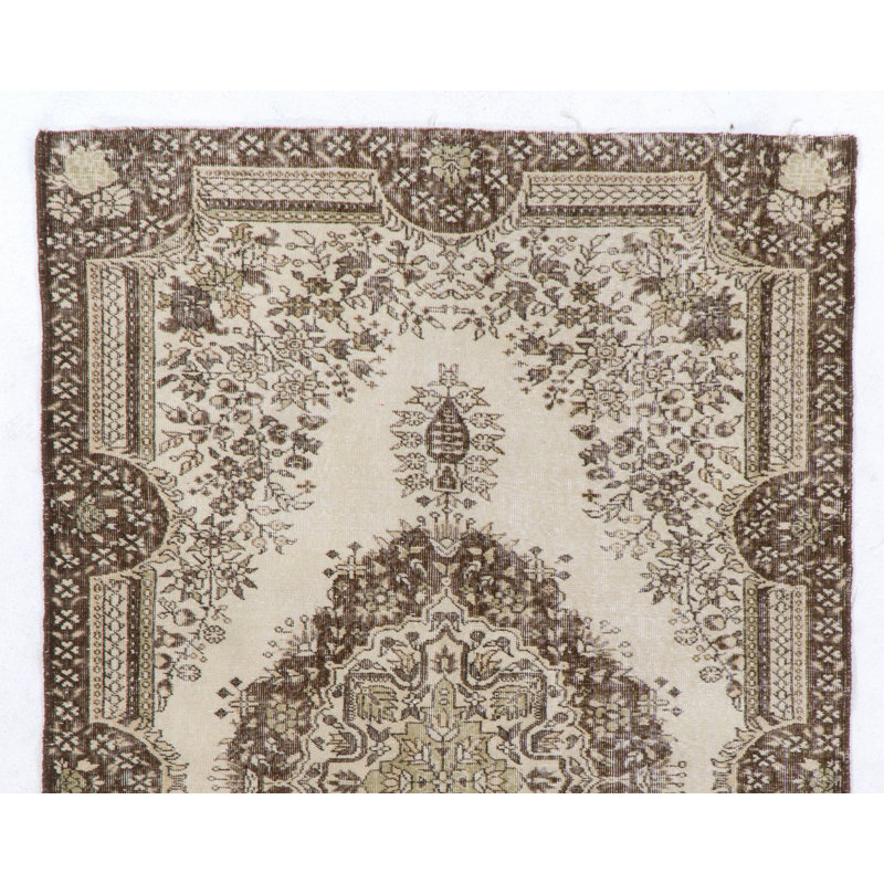Tapis rétro en laine naturelle beige et brun Sparta