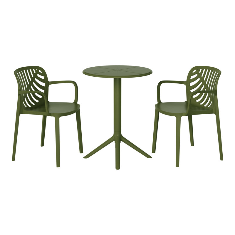 2-Person Outdoor Round Dining Set, Green