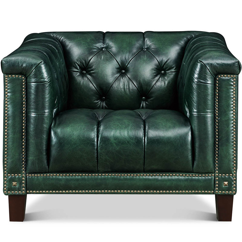 Chaise 100% cuir fleur Picadilly, Green