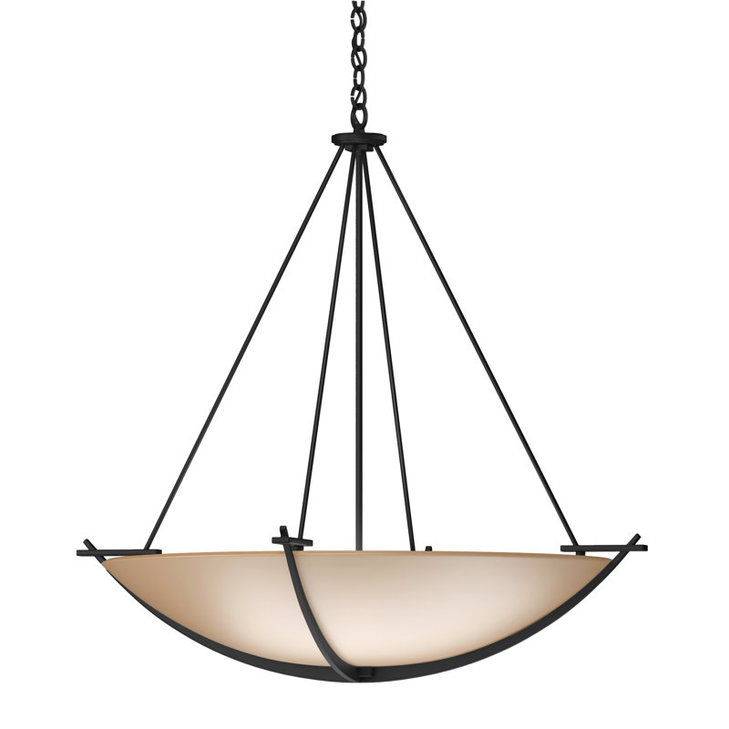 Luminaire suspendu unique et spectaculaire à 3 lumières Compass, Noir, Verre sable