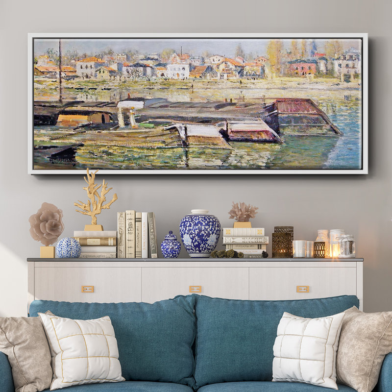 La seine à Asnières, 1873 01, H 20 po x l 50 po x P 1,5 po, Blanc
