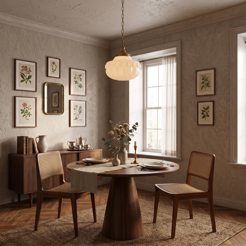 Luminaire suspendu en verre opale 1 lumière Winslow pour salle à manger
