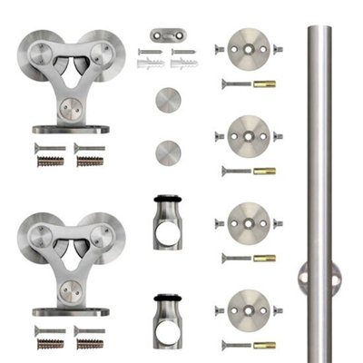 Top Mount Dual Wheel Standard Single Barn Door Hardware Kit (Door Not Included)