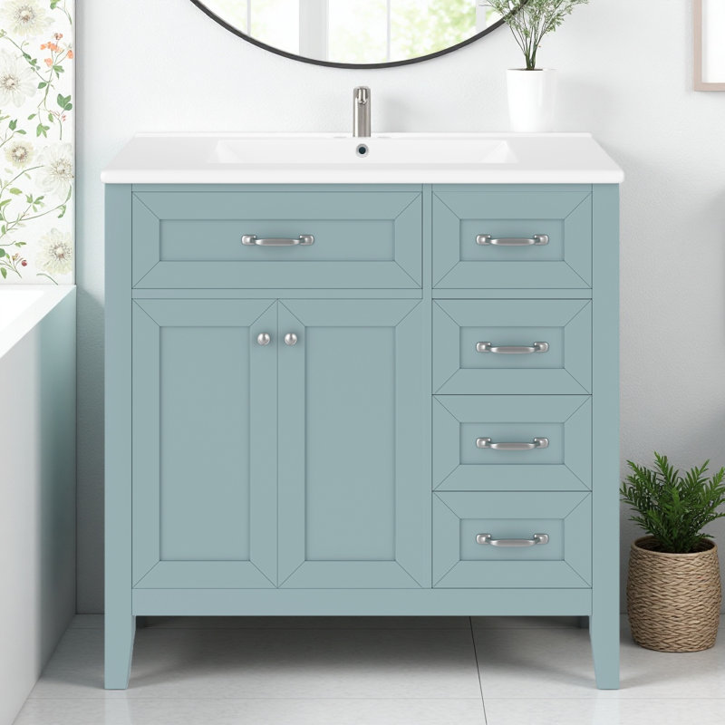 Meuble-lavabo autoportant 36 po avec lavabo 36 po, Vert