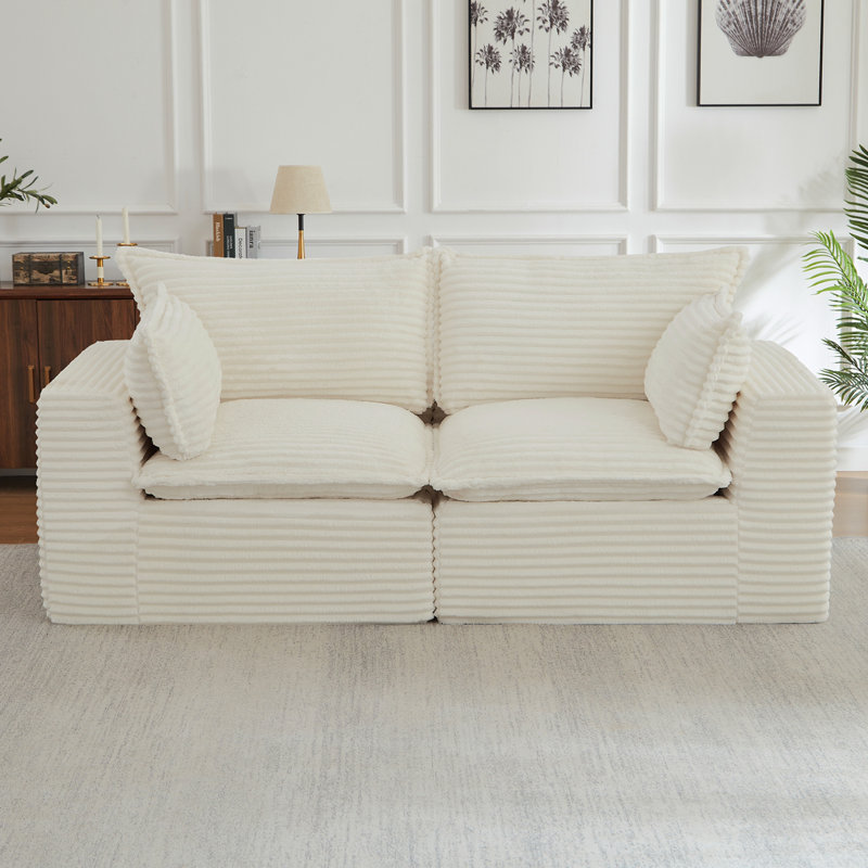 Causeuse, canapé modulaire désossé pour le salon, canapé modulaire moderne surdimensionné, Blanc