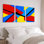 Abstrait géométrique à blocs de couleurs sur toile tendue, reproduction d'art sur toile, ensemble de 3