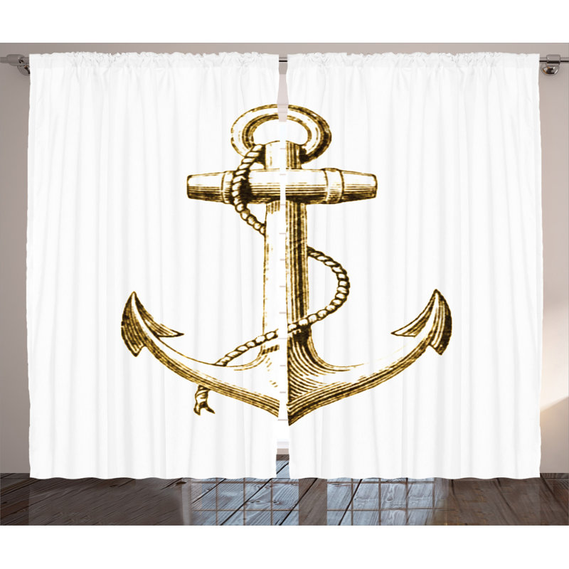 Nautical Semi-Sheer Rod Pocket Curtain Panels, 54" x 96"