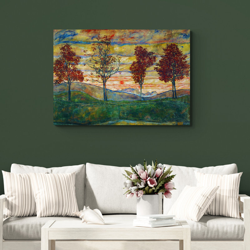 Four Trees by Egon Schiele - Wrapped Canvas Art Prints, 21" H x 31" W