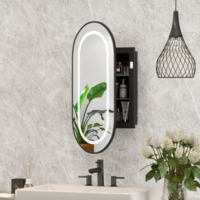 Larzie 16.5 " W X 31.5 " H Recessed Frameless Medicine Cabinet with Mirror