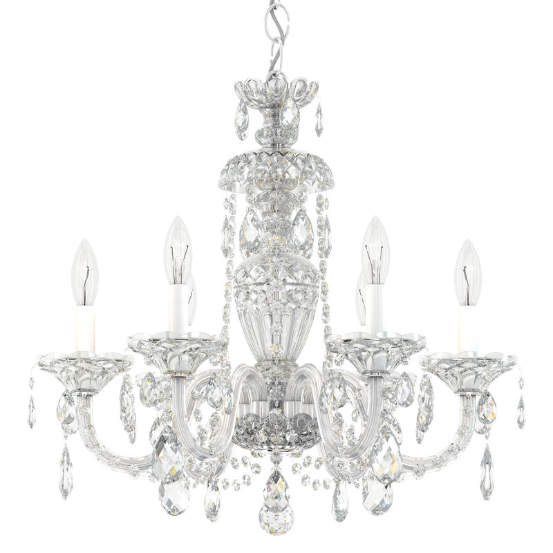 Sterling 6 - Light Glass Chandelier, Silver / Spectra Crystal Clear