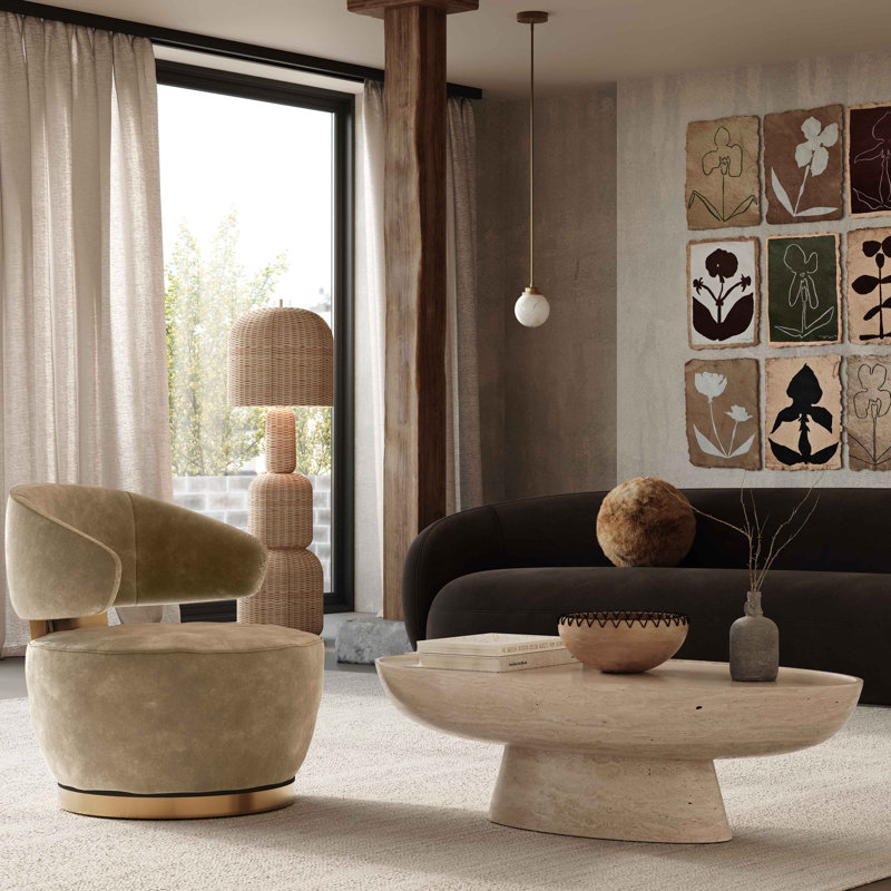 Upholstered Barrel Chair, Oat Polyester