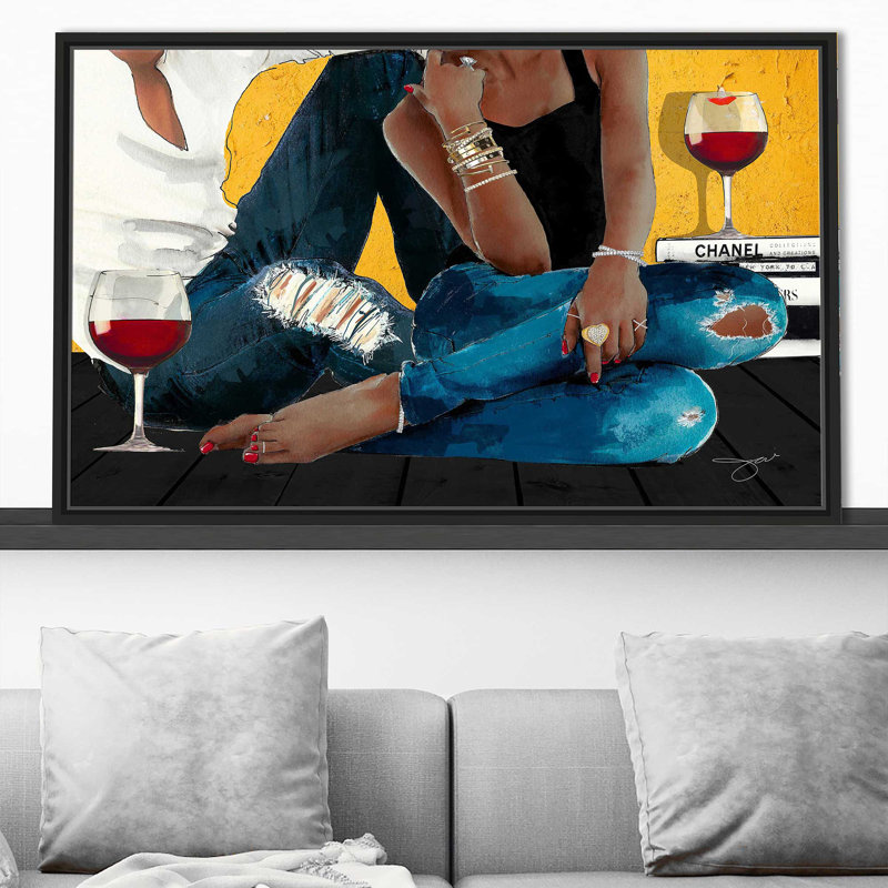 Casual Couple 2 (Horizontal) par By Jodi - impression, Cadre flottant noir, H 31,5 po x l 51,5 po x P 2 po