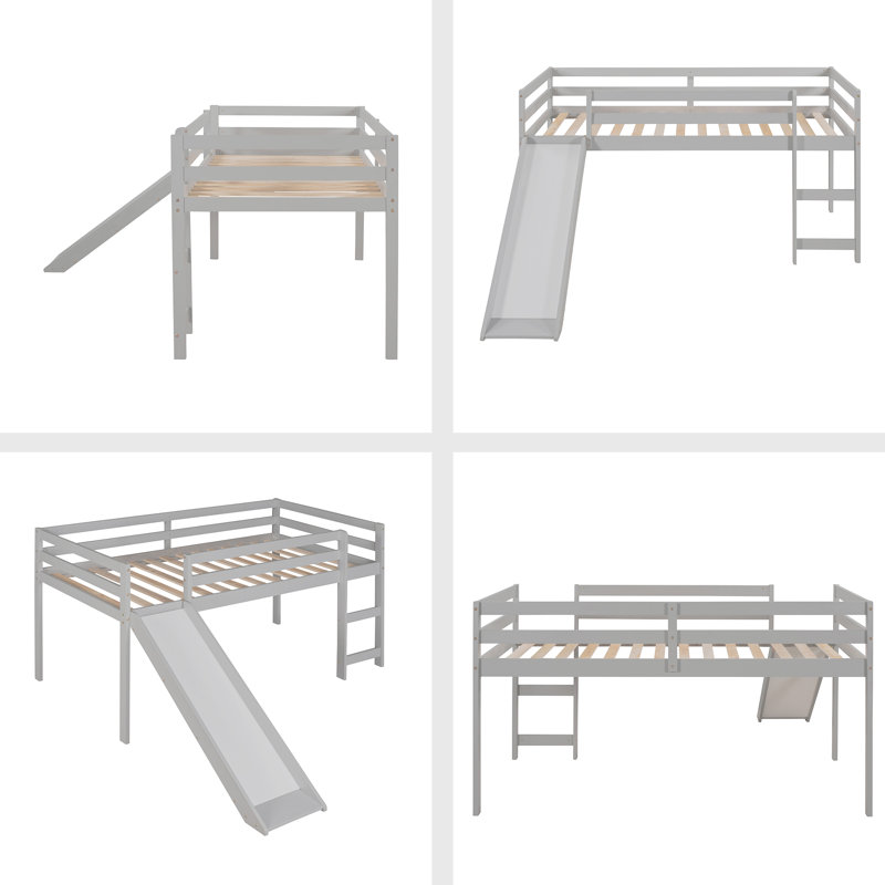Lit mezzanine simple Jhonatan Kids, gris
