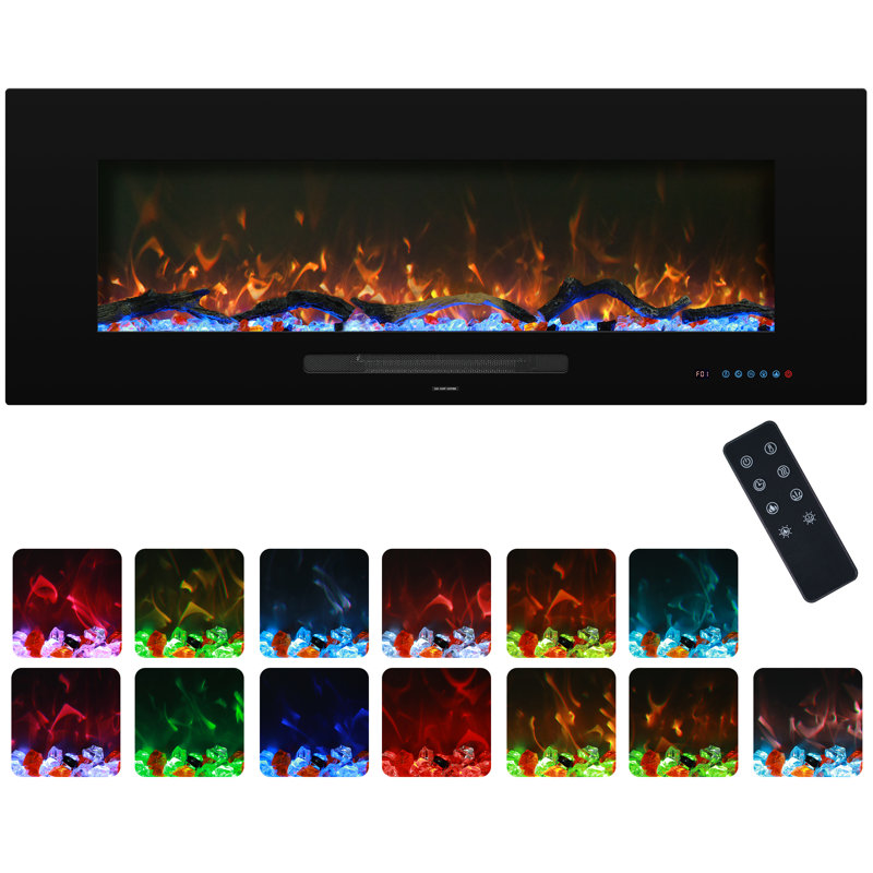  Recesses and Wall Mounted Electric Fireplace inserts, 18.34" H x 50" W x 5.46" D