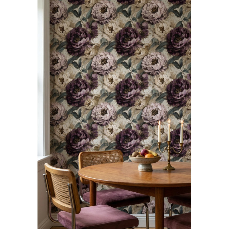 Papier peint floral vert, Peler et coller