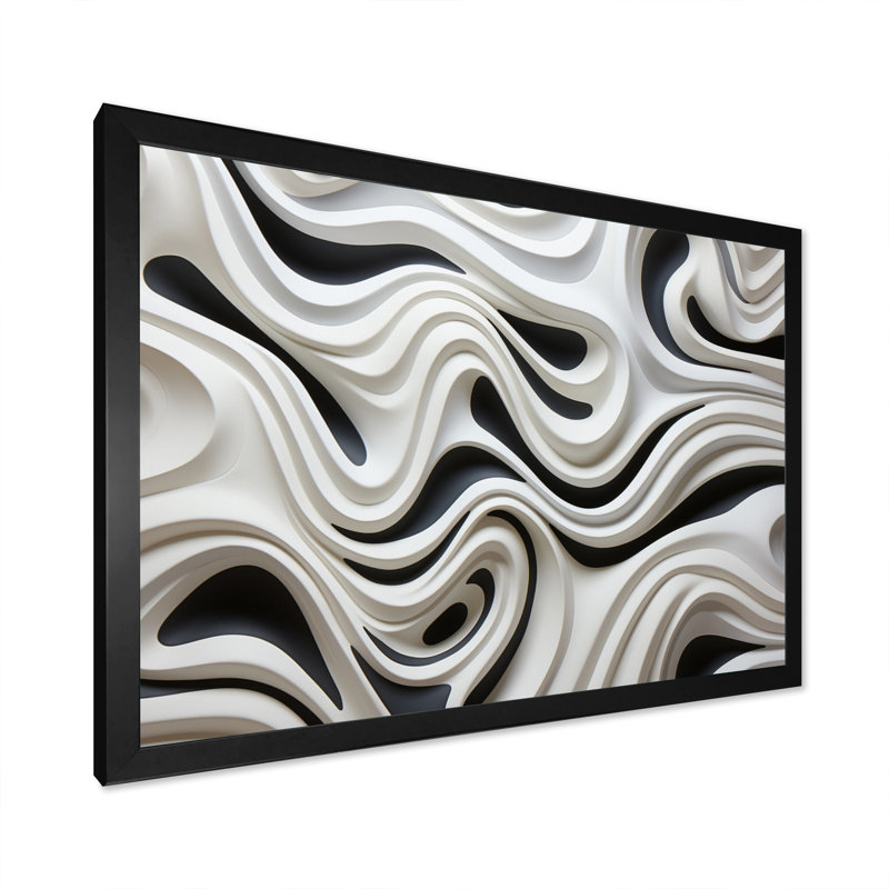 «Black White Opt Optic Symphony I», reproduction sur toile, Cadre photo noir, H 24 po x l 32 po x P 1 po