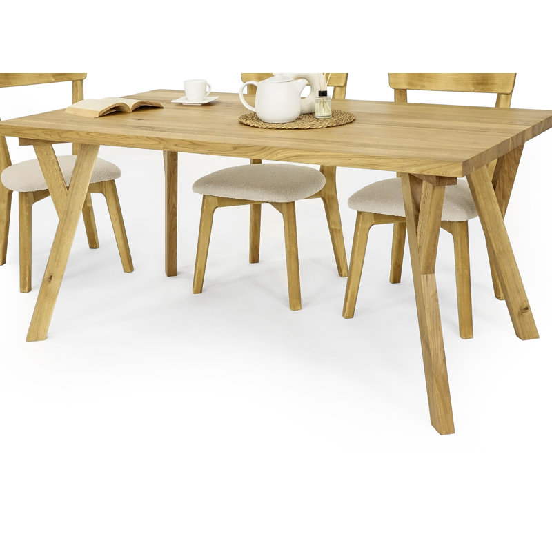 Emmy Oak Solid Wood Dining Table, Unfinished, 76cm H x 200cm L x 80cm W