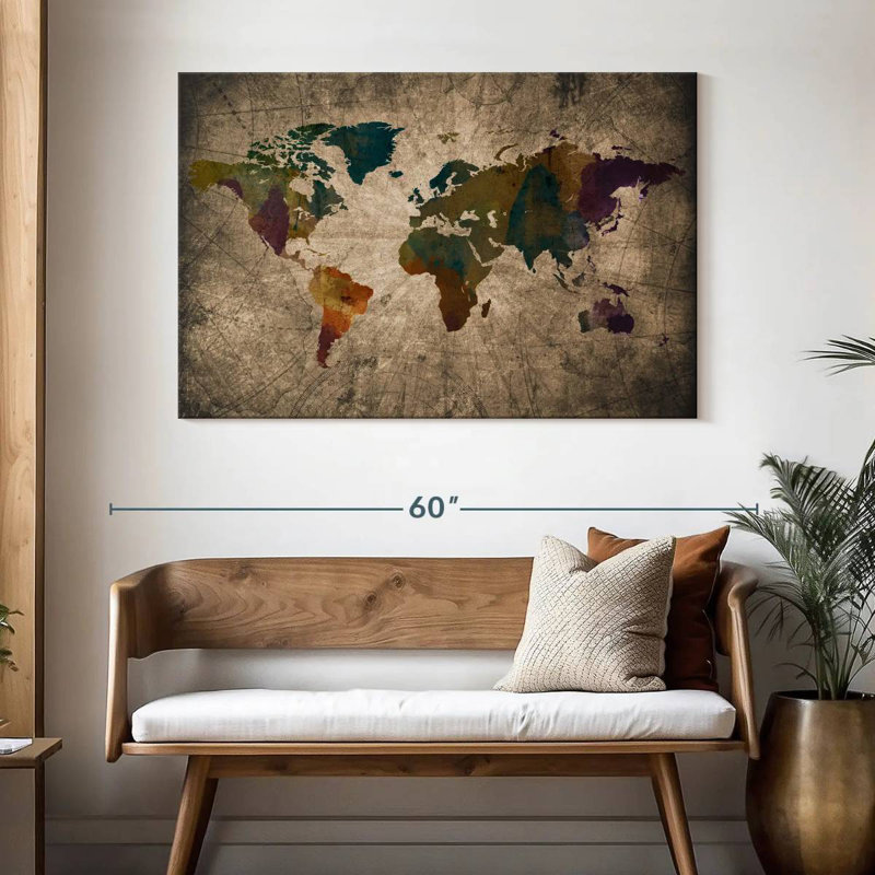 Carte du monde Aliaz XLIV, H 32 po x l 48 po