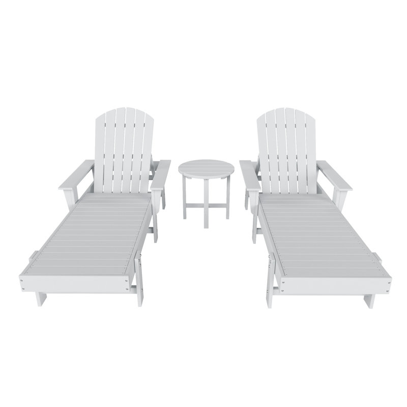 Altura Outdoor Chaise Lounge with Table, White
