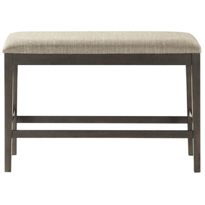 Dark Brown Finish Counter Height Dining Seat Bench - Fabric Upholstered, 300Lbs Weight Capacity For Room 100% Fabric, 25.5Lb