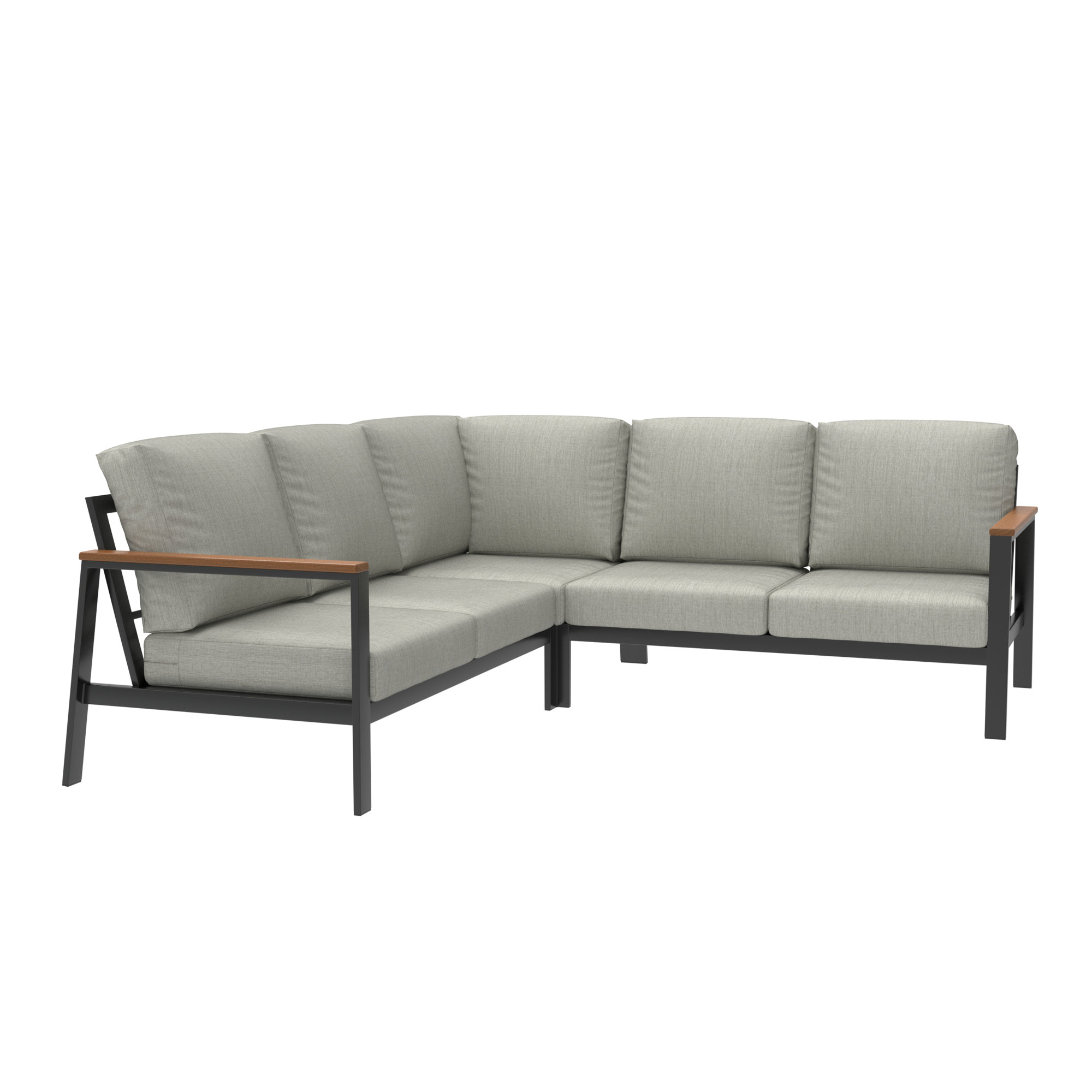 Townsend Outdoor 5 Person Sectional Seating Group With Sunbrella® Cushions, Canvas Granite Sunbrella® Canvas, Strip