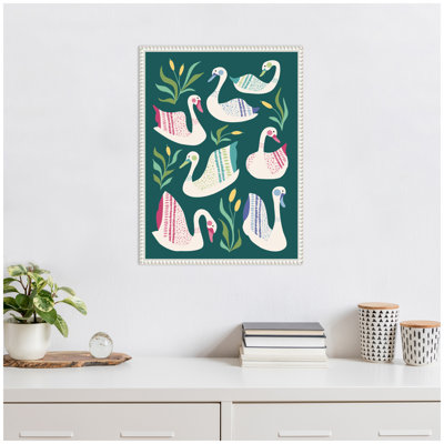 «Swans Pond» par Rachel Lee 3 Birdies Studio, reproduction d'art sur toile encadrée
