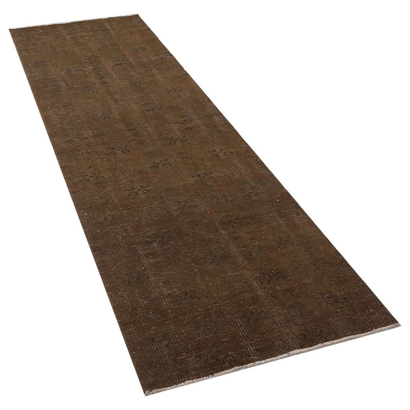 Tapis turc oriental brun en laine noué à la main
