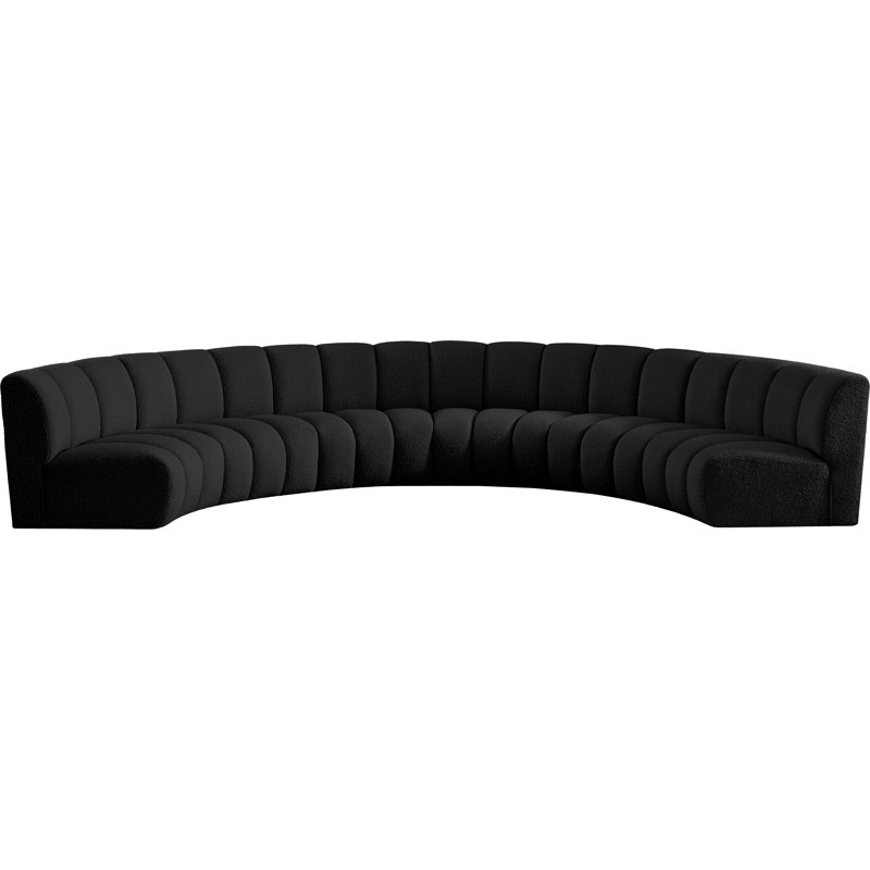 Infinity Upholstered Curved Sectional Symmetrical, Black Boucle Fabric