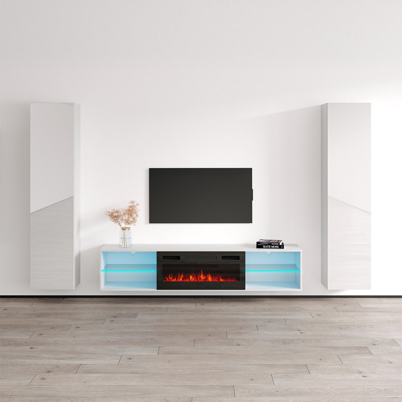Meuble audio-vidéo blanc 103,5 po Lima, Blanc