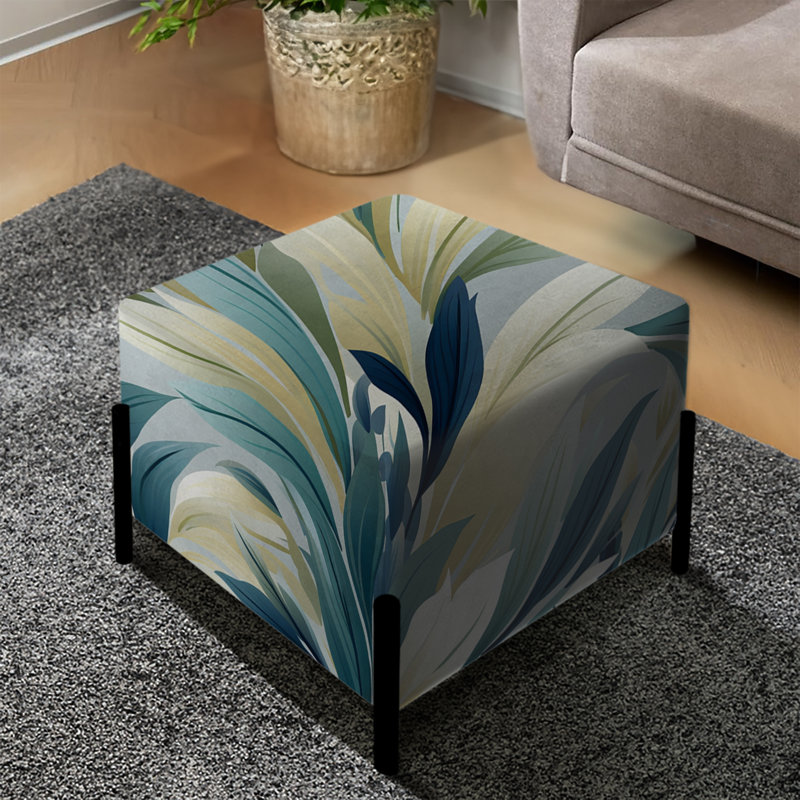 Coastal Symphony Tropical Pattern I - Tropical Square Ottoman
